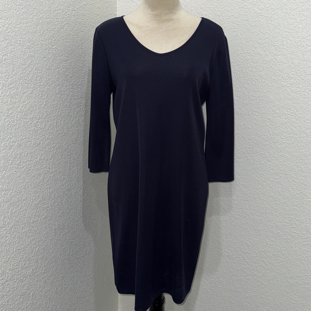 Misook Petite Midnight Blue Long Sleeve Sheath Dress